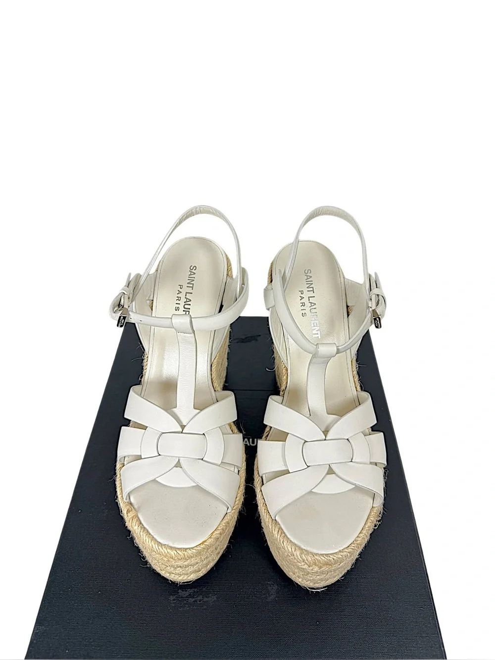 Saint Laurent Tribute Espadrille Wedge Sandals 37.5